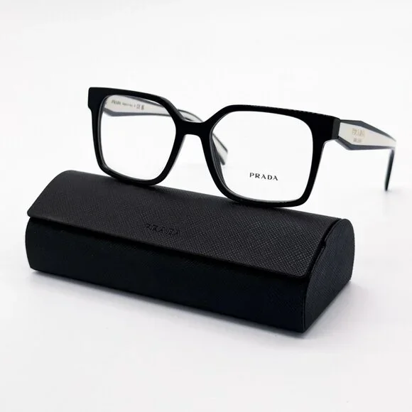 NEW PRADA PRB03V 16K1O1 EYEGLASSES WOMEN BLACK EYEWEAR VPR B03 16K1O1 PR B03V Prada Glasses 16K1O1 Black - eye-oo.com main image 2